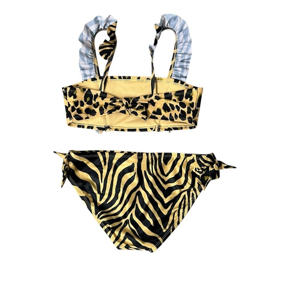 Breaking Waves Kids Swimwear Set in Black and Tan Animal Print - Picture 5 of 10